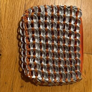 Silver and Orange Pop Tab Clutch